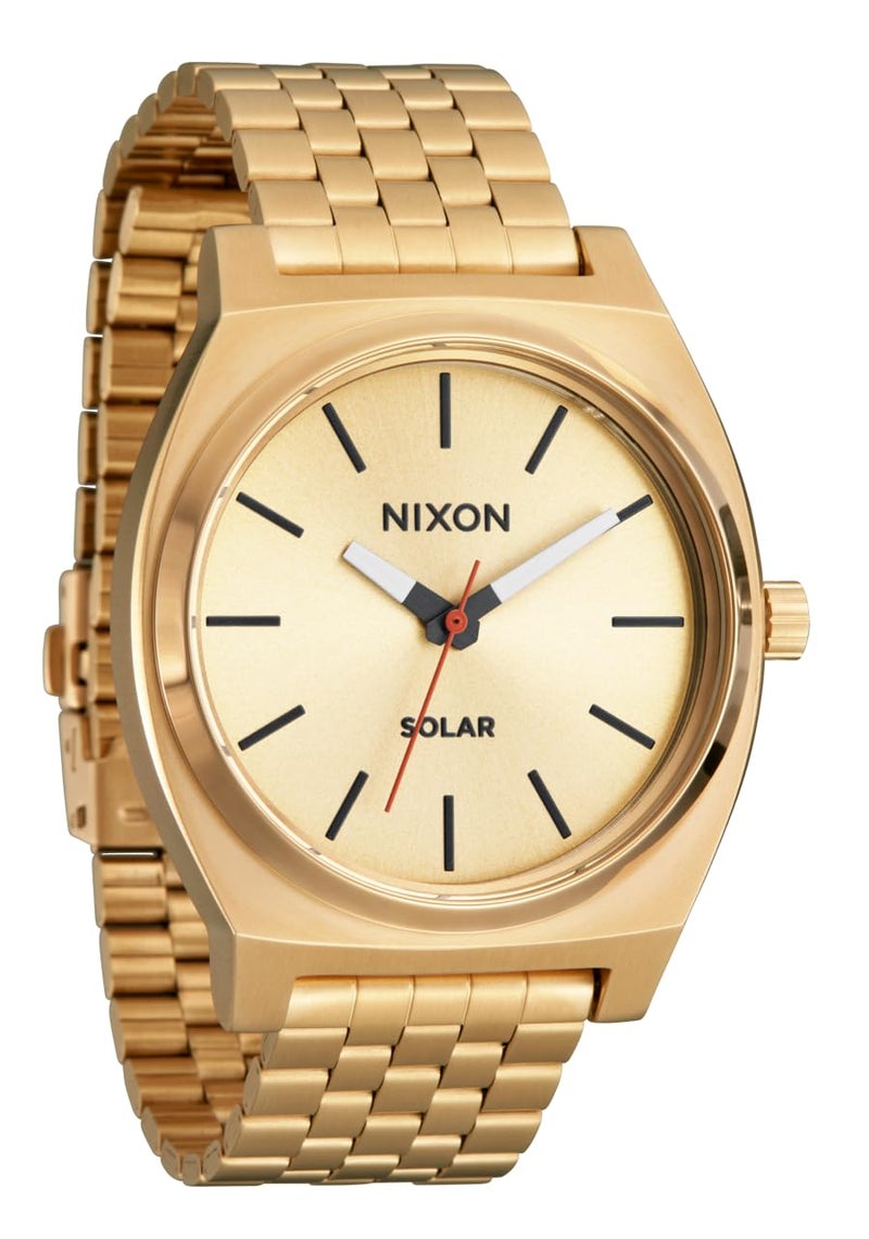 NIXON Time Teller Solar A1369 - All Gold/Black - 100m Water Resistant Men's Analog Solar Powered Fashion Watch (40.5mm Watch Face, 20mm 5 Link Stainless Steel Band) - Image 1