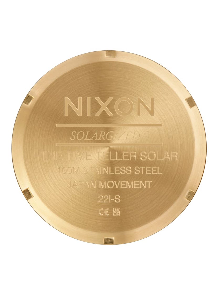 NIXON Time Teller Solar A1369 - All Gold/Black - 100m Water Resistant Men's Analog Solar Powered Fashion Watch (40.5mm Watch Face, 20mm 5 Link Stainless Steel Band) - Image 5