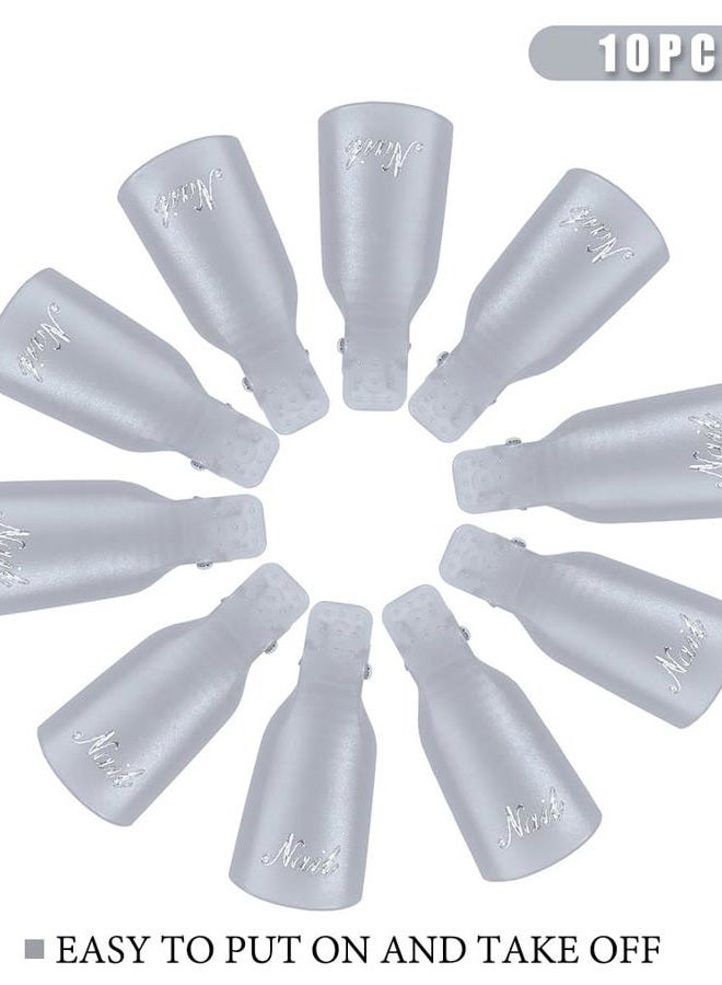 AKOAK 10 Pcs Plastic Nail Soaker Remover Cap Clip UV Gel Nail Polish Removal Tool, Reusable (White) - Image 4