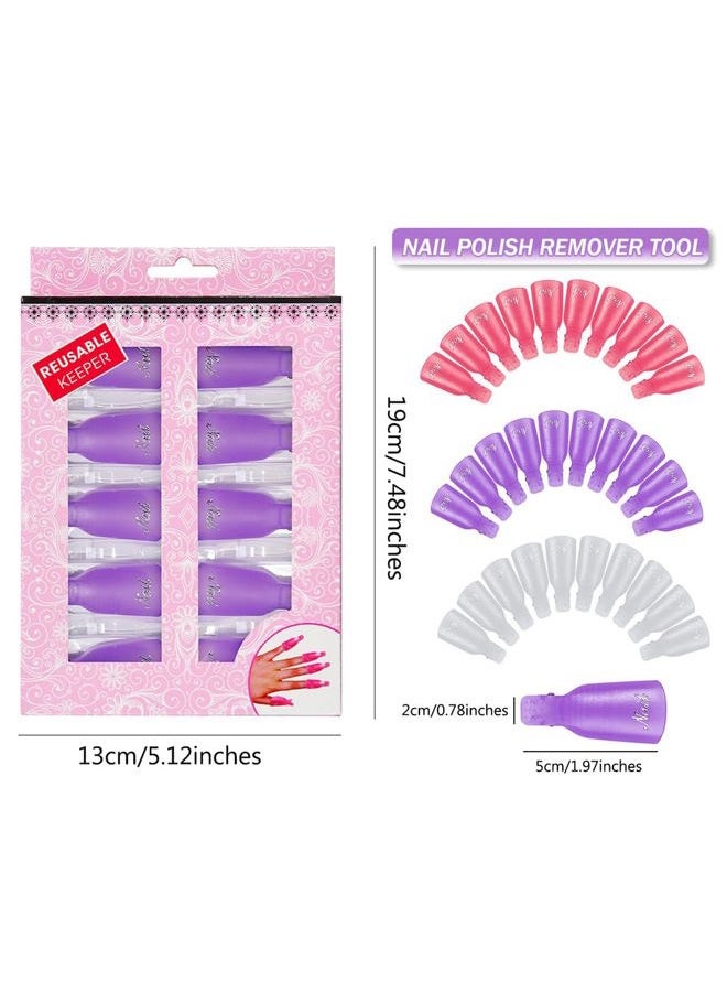 AKOAK 10 Pcs Plastic Nail Soaker Remover Cap Clip UV Gel Nail Polish Removal Tool, Reusable (White) - Image 5