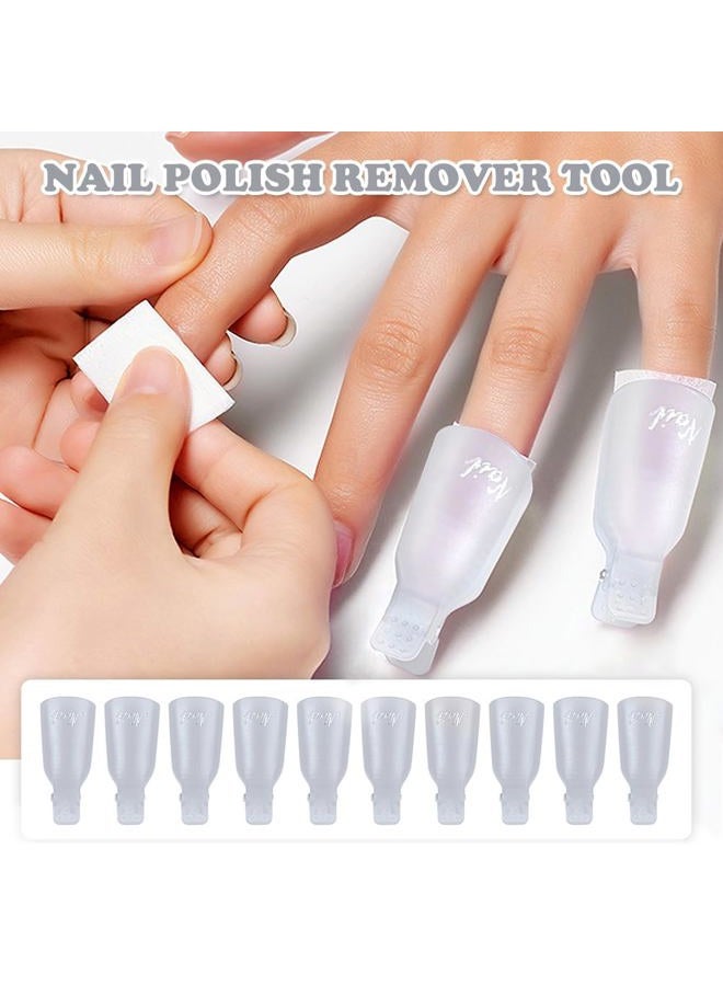 AKOAK 10 Pcs Plastic Nail Soaker Remover Cap Clip UV Gel Nail Polish Removal Tool, Reusable (White) - Image 3