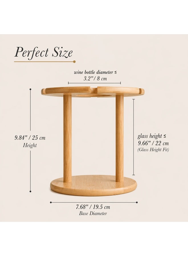 Honey Bee Bamboo Wine Glass Drying Rack & Bottle Holder, Countertop Wine Glass Stand with Bottle Storage Organizer, Space Saving Bar Rack for Wine Glasses & Bottles Kitchen Bar Display - Image 2