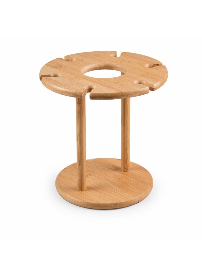 Honey Bee Bamboo Wine Glass Drying Rack & Bottle Holder, Countertop Wine Glass Stand with Bottle Storage Organizer, Space Saving Bar Rack for Wine Glasses & Bottles Kitchen Bar Display - Image 1
