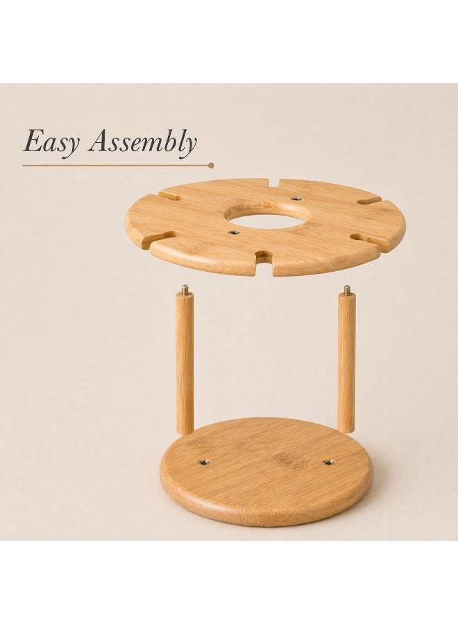 Honey Bee Bamboo Wine Glass Drying Rack & Bottle Holder, Countertop Wine Glass Stand with Bottle Storage Organizer, Space Saving Bar Rack for Wine Glasses & Bottles Kitchen Bar Display - Image 3