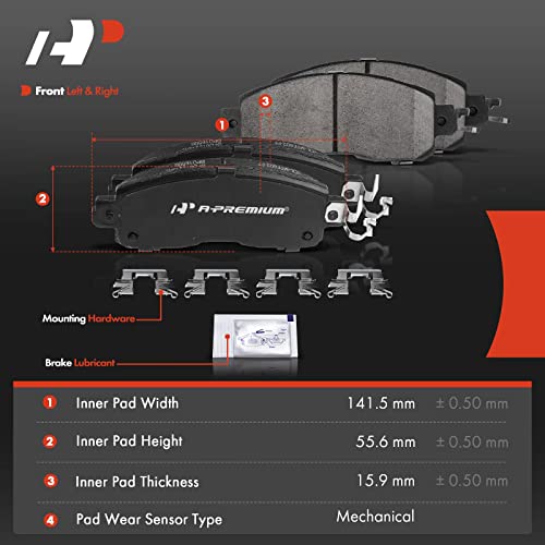 A-Premium Front Ceramic Disc Brake Pads Set Compatible with Select Nissan Models - Altima 2013-2020, LEAF 2014-2017, with Hardware, 4 Pcs - Image 5