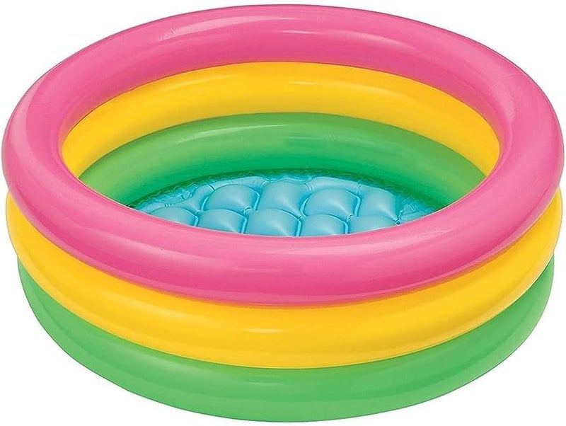 LONGMIRE Sunset Glow 3 Ft Round Swimming Pool for Kids | Inflatable Round Colourful Ring Baby Pool Portable Baby Bath tub | 0-5 Years | Indoor & Outdoor (Multi Color) - Image 4
