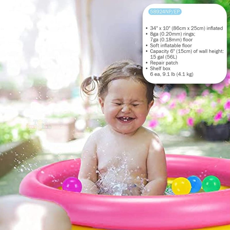 LONGMIRE Sunset Glow 3 Ft Round Swimming Pool for Kids | Inflatable Round Colourful Ring Baby Pool Portable Baby Bath tub | 0-5 Years | Indoor & Outdoor (Multi Color) - Image 2