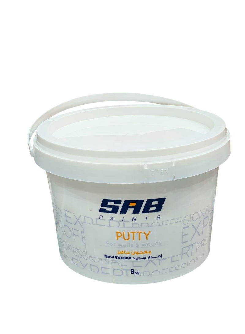 SAB Paints Ready Mixed Wall & Wood Putty – 3kg – Surface Repair & Smoothing Compound - Image 1