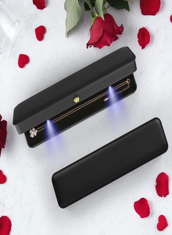 KUKUVR Necklace Bracelet Gift Box, Premium PU Leather Jewellry Long Chain Holder Case for Wedding Engagement Birthday Anniversary Ceremony, Necklace Storage Display boxes for Women Girl (Black) - Image 5