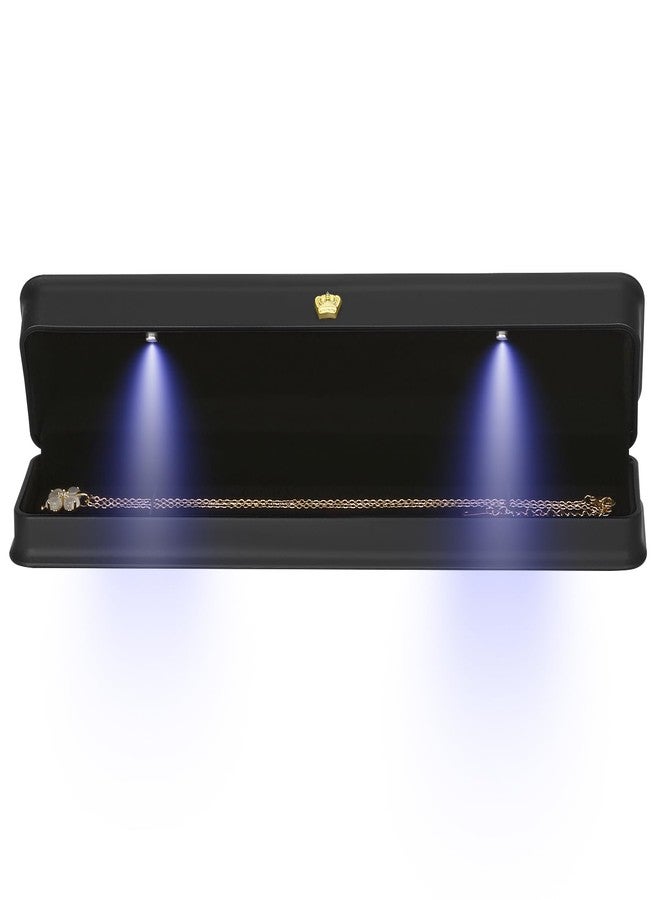 KUKUVR Necklace Bracelet Gift Box, Premium PU Leather Jewellry Long Chain Holder Case for Wedding Engagement Birthday Anniversary Ceremony, Necklace Storage Display boxes for Women Girl (Black) - Image 2