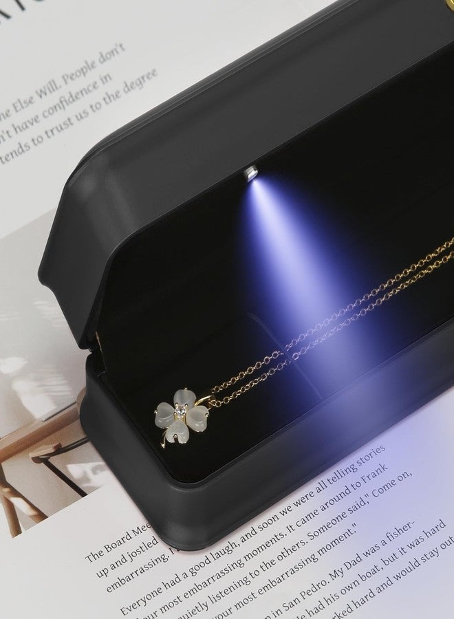 KUKUVR Necklace Bracelet Gift Box, Premium PU Leather Jewellry Long Chain Holder Case for Wedding Engagement Birthday Anniversary Ceremony, Necklace Storage Display boxes for Women Girl (Black) - Image 3