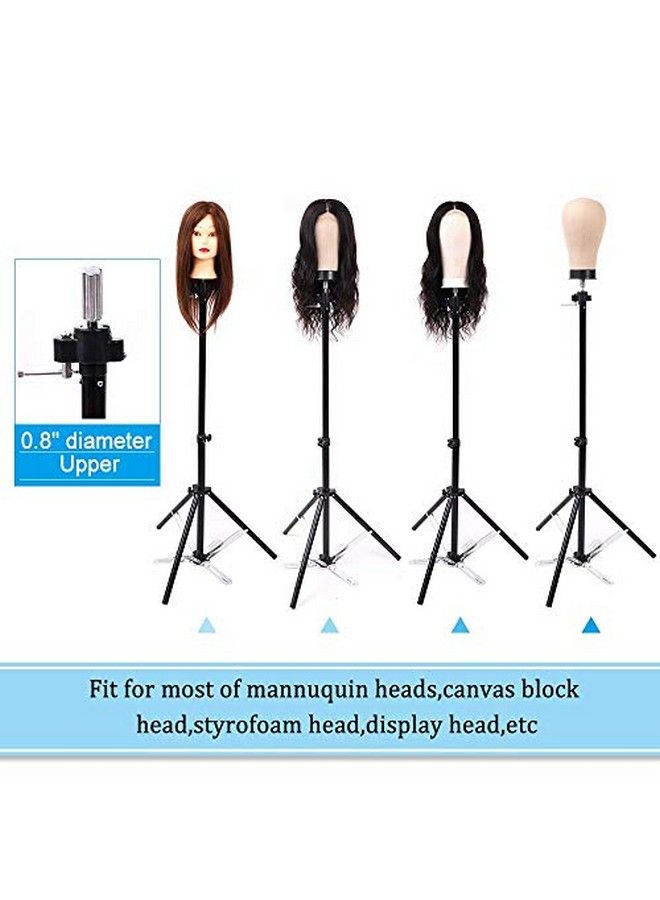 Foreign Holics Wig Stand Tripod Mannequin Head Adjustable Black Manikin Stand With Foot Pedal Duty Heavy Stable Canvas Block Head Holder For Wigs Salonshairdressingcosmetologist (Wig Head Stands) - Image 3