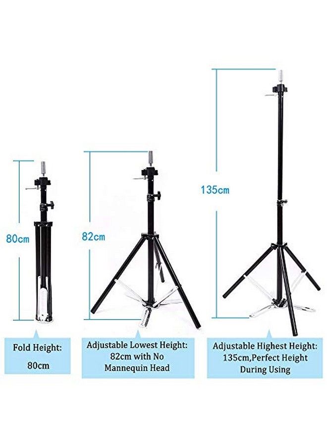 Foreign Holics Wig Stand Tripod Mannequin Head Adjustable Black Manikin Stand With Foot Pedal Duty Heavy Stable Canvas Block Head Holder For Wigs Salonshairdressingcosmetologist (Wig Head Stands) - Image 5