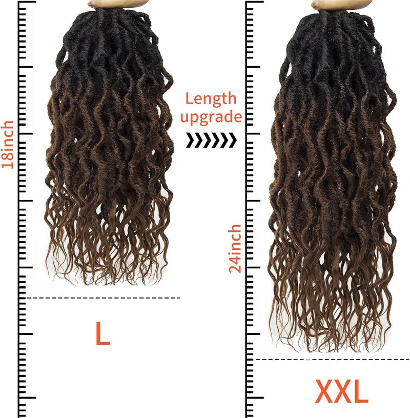 SuyiIRL Faux Locs Crochet Hair For Women Soft Locs 18 Inch Goddess Crochet Hair Curly Ends Dreadlocks Boho Style Synthetic Braiding Hair Extensions - Image 4