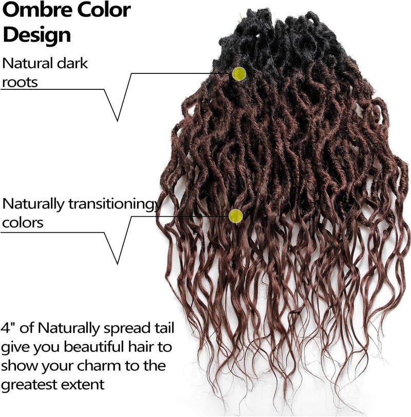 SuyiIRL Faux Locs Crochet Hair For Women Soft Locs 18 Inch Goddess Crochet Hair Curly Ends Dreadlocks Boho Style Synthetic Braiding Hair Extensions - Image 5