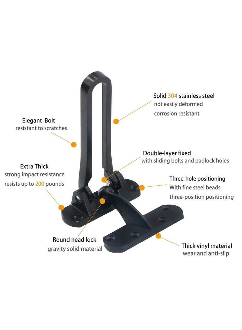 1pc Door Lock Latch, Home Security Door Lock, Door Locks for Kids Safety, Hotel Door Lock, Door Reinforcement Lock, Swing Bar Door Lock, Child Proof Door Lock, Door Guard for Front Door ( Black) - Image 3