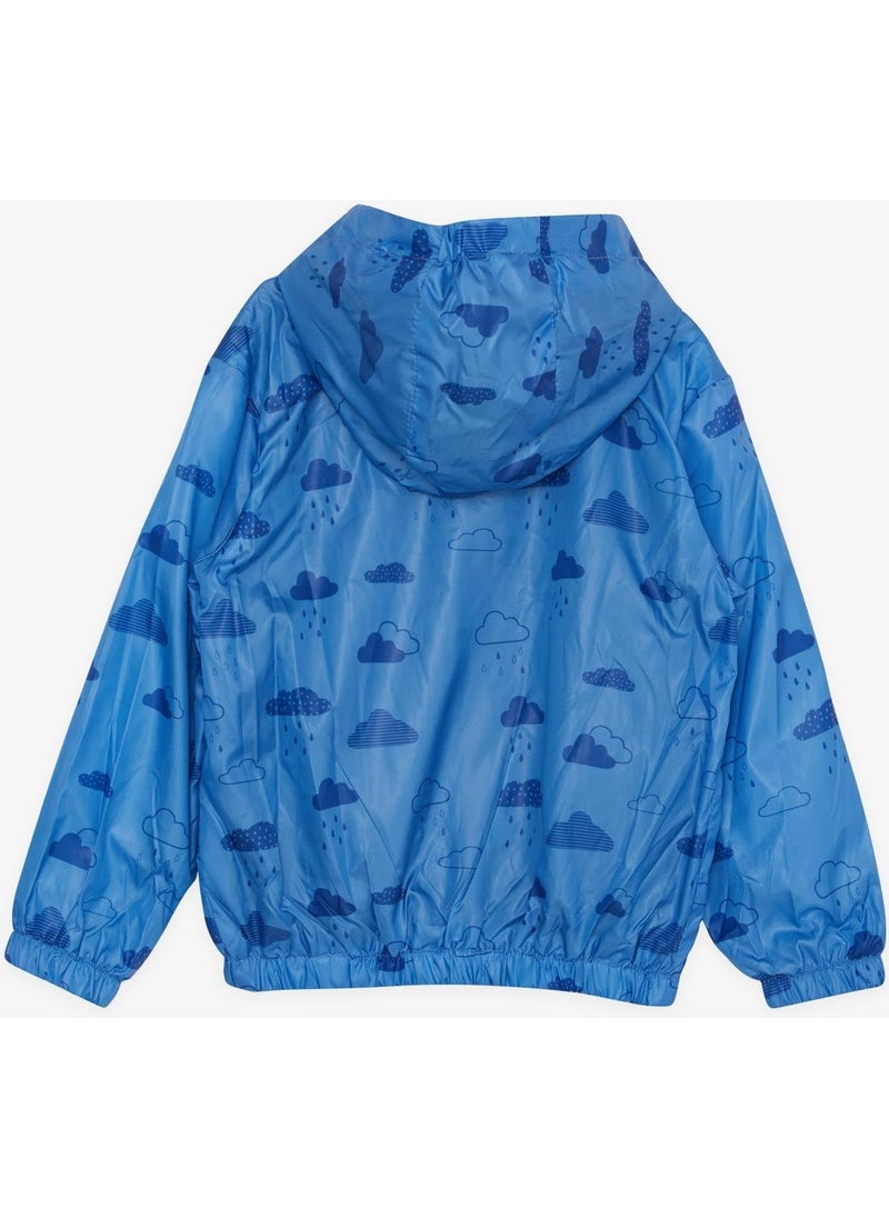 Breeze Girls & Boys Boy's Raincoat Cloud Patterned 1-5 Years, Blue  - Image 4