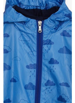 Breeze Girls & Boys Boy's Raincoat Cloud Patterned 1-5 Years, Blue  - Image 5
