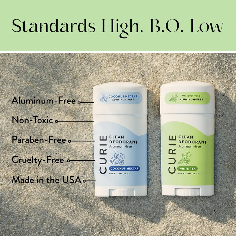 Curie Aluminum Free Deodorant - Coconut Nectar + White Tea - Natural Deodorant, Paraben Free, Cruelty Free, Non-Toxic, Vegan (2pk) - Image 3