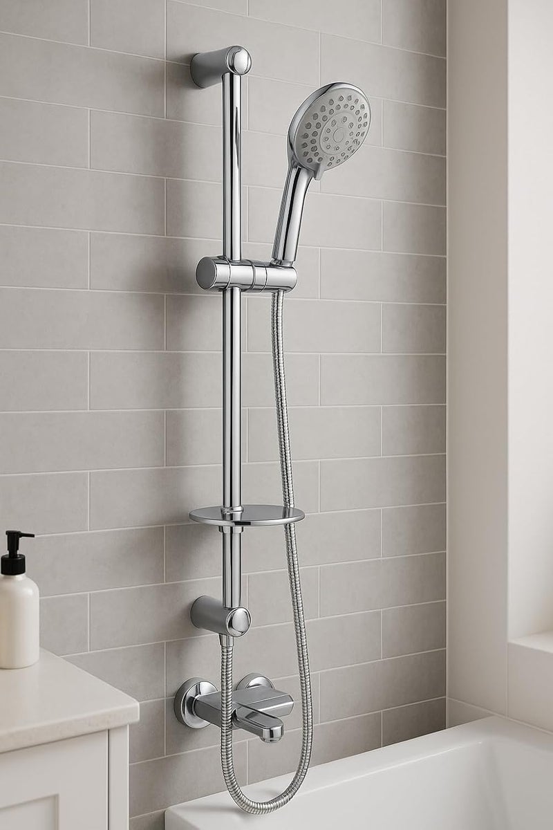 Premium Stainless Steel Shower Set – 5-Function Handheld Shower Head with 1.5m Hose and Adjustable Rod - Image 3
