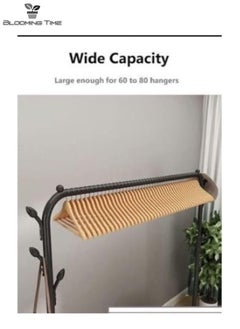 BLOOMING TIME Double-Row Household Simple Floor-To-Ceiling Clothes Racks, Hangers, With A Layer Of Storage Racks For Sundries, Black  - Image 4