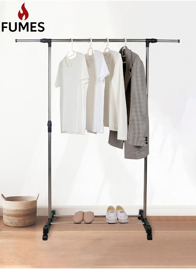 FUMES - Heavy-Duty Portable and Adjustable Single-Rod Garment Rack with Wheels - Image 1