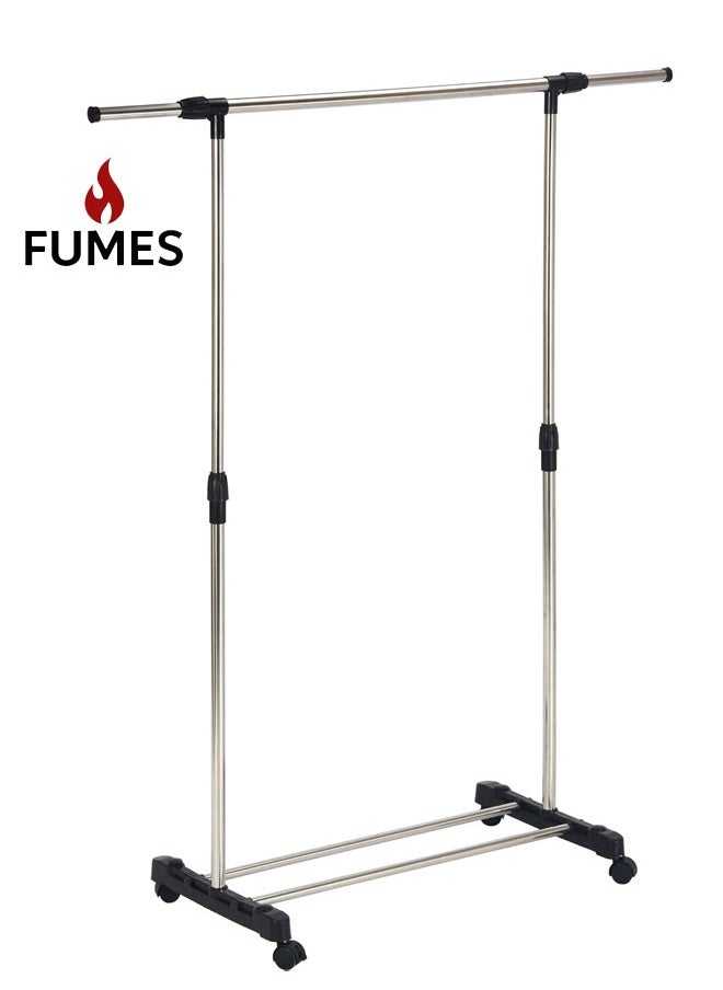 FUMES - Heavy-Duty Portable and Adjustable Single-Rod Garment Rack with Wheels - Image 1