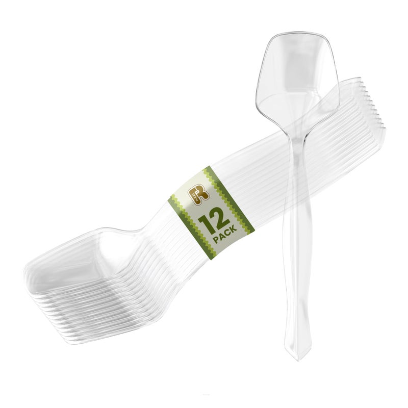 12 Pack Plastic Serving Spoons For Buffet Clear Plastic Serving Utensils For Hot And Cold Food Heavy Duty Disposable Serving Utensils For Parties Holidays And Gatherings 85 Inch 12 Count