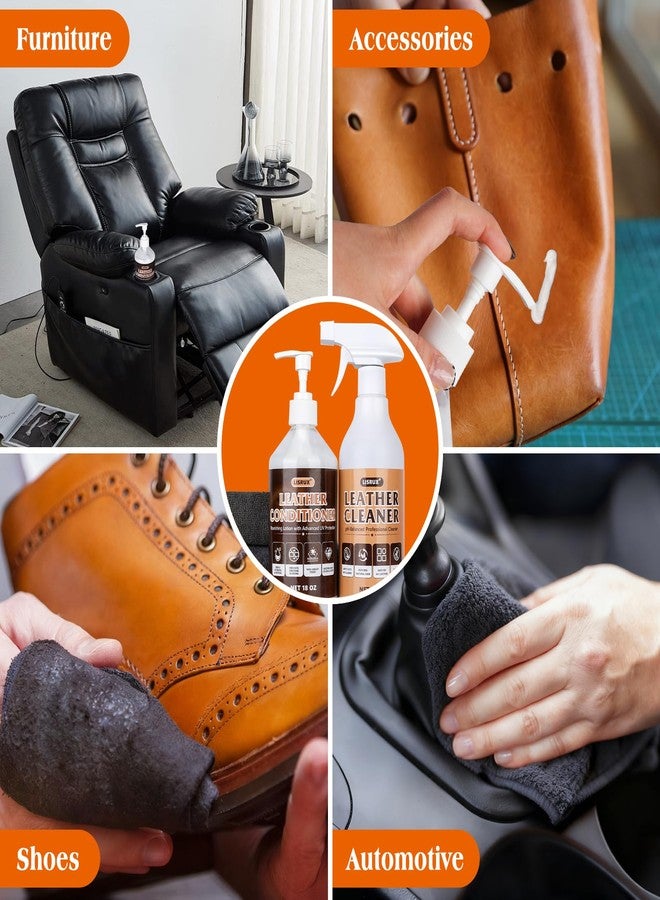 LISRUX Leather Cleaner and Conditioner Kit-2×18oz Leather Care For Car Seats, Furniture, Couches, Shoes & Boots, Restores & Protects All Leather For Natural, Synthetic, Faux, Pleather, pH-Balanced - Image 5