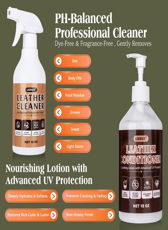 LISRUX Leather Cleaner and Conditioner Kit-2×18oz Leather Care For Car Seats, Furniture, Couches, Shoes & Boots, Restores & Protects All Leather For Natural, Synthetic, Faux, Pleather, pH-Balanced - Image 3