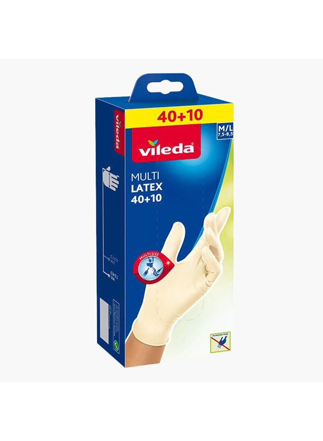Vileda 50-Piece Latex Gloves Set 23 x 9.5 x 5.5cm - Image 1