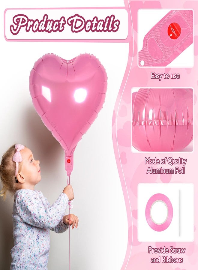 YOTHORN 12 Pcs Heart Balloons,18 inch Pink Heart Foil Balloons Love Balloons Valentine Balloons for Birthday Party Wedding Engagement Party Baby Shower Valentine Day Decorations (pink) - Image 5