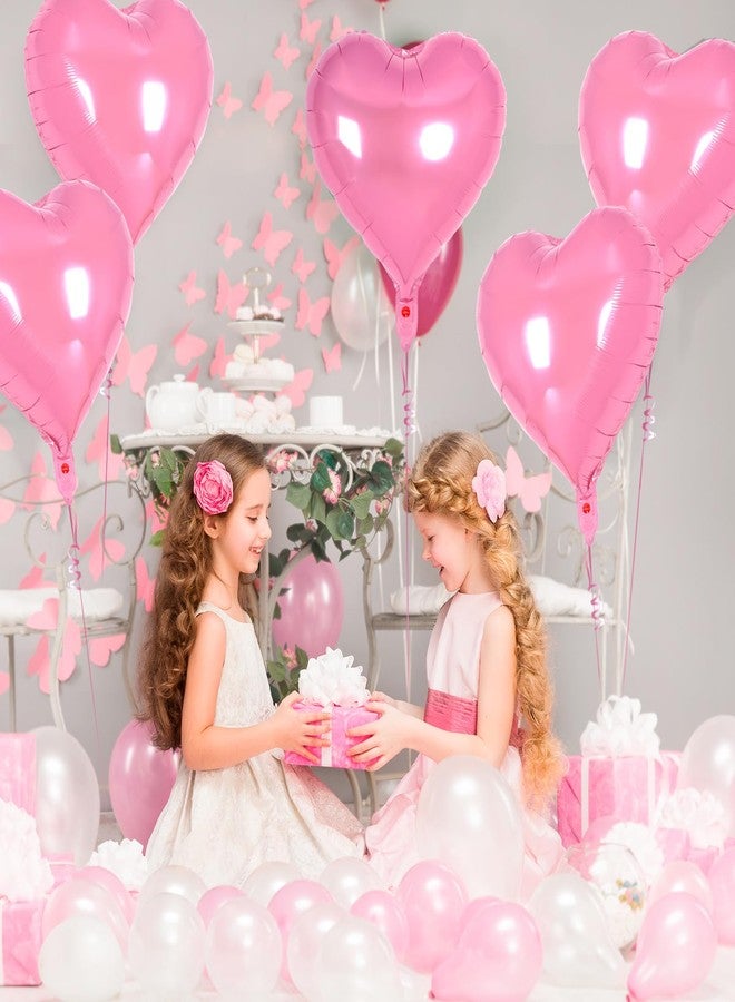 YOTHORN 12 Pcs Heart Balloons,18 inch Pink Heart Foil Balloons Love Balloons Valentine Balloons for Birthday Party Wedding Engagement Party Baby Shower Valentine Day Decorations (pink) - Image 3