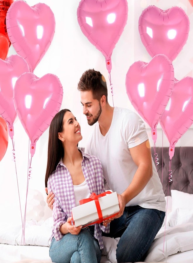 YOTHORN 12 Pcs Heart Balloons,18 inch Pink Heart Foil Balloons Love Balloons Valentine Balloons for Birthday Party Wedding Engagement Party Baby Shower Valentine Day Decorations (pink) - Image 4