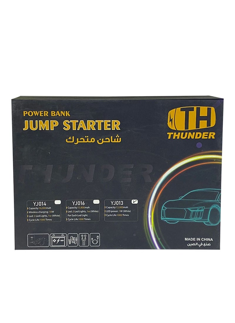 THUNDER - Multi-function 12000 mAh Car Battery Booster Jump Starter UltraSafe Portable Emergency Lithium Jump Starter Power Bank-800A / 12V/YJ-013 - Image 1