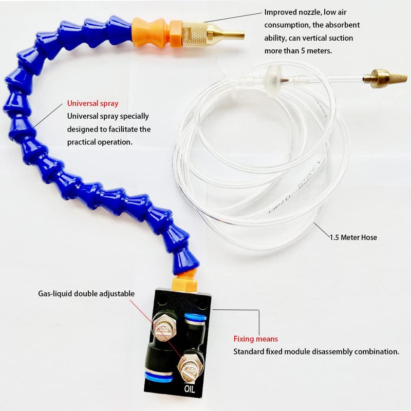 BACHIN Mist Coolant Lubrication Spray System for Milling Machine, CNC Lubrication Spray Pump Mini Mill for Metal Nozzle Lathe Hose Keep Cutting Tools Cool - Image 4