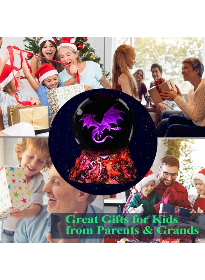 Posshe Dragon Night Light, 3.15 Inch (80mm) K9 Crystal Upgraded Volcanic Lava Base 3D Lamp with Remote 16 Color for Birthday Xmas Cool Figurines Dragon Gifts for Room Decor Boys Girls - Image 5