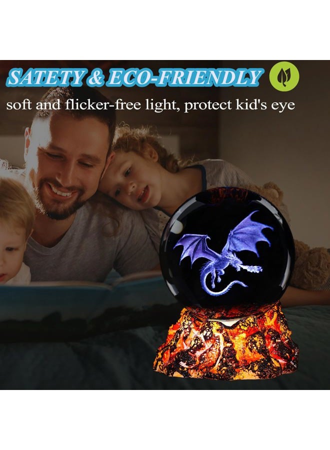 Posshe Dragon Night Light, 3.15 Inch (80mm) K9 Crystal Upgraded Volcanic Lava Base 3D Lamp with Remote 16 Color for Birthday Xmas Cool Figurines Dragon Gifts for Room Decor Boys Girls - Image 4