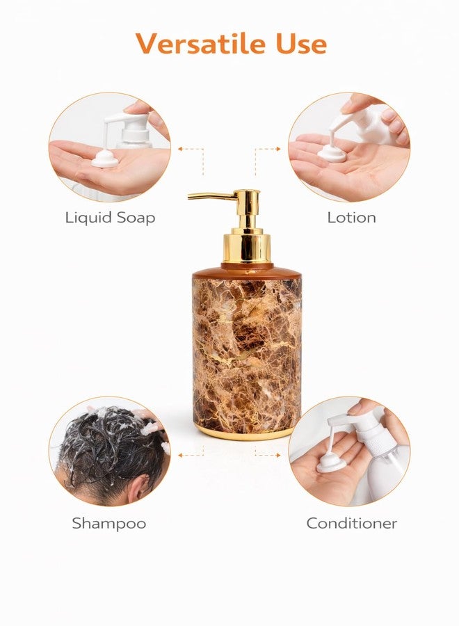 LAGET® Liquid Soap Dispenser 300ml | Handwash Bottle for Bathroom & Kitchen | Sanitizer, Lotion & Shampoo Dispenser | Pack of 2 Brown Marble Ptint - Image 2