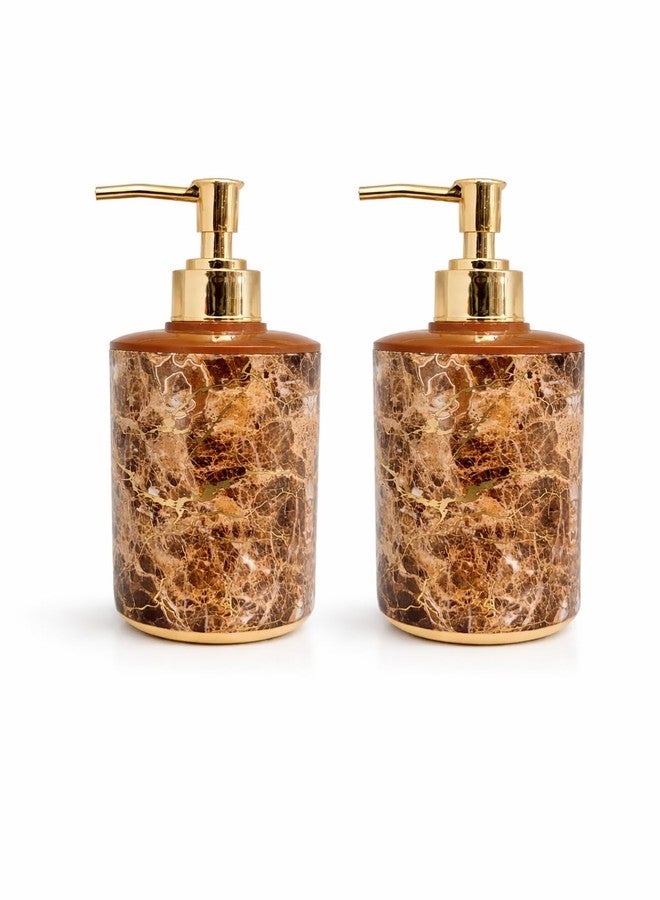 LAGET® Liquid Soap Dispenser 300ml | Handwash Bottle for Bathroom & Kitchen | Sanitizer, Lotion & Shampoo Dispenser | Pack of 2 Brown Marble Ptint - Image 3
