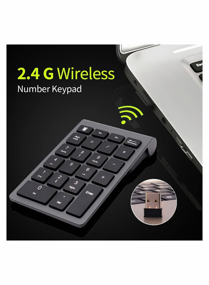 22 Keys Bluetooth Wireless Number Pad Rechargeable 10Key 2.4GHz Numeric Keypad Efficiently Data Entry with Arrow for Laptop Desktop MacBook Pro Air iMac iPhone iPad - Image 4