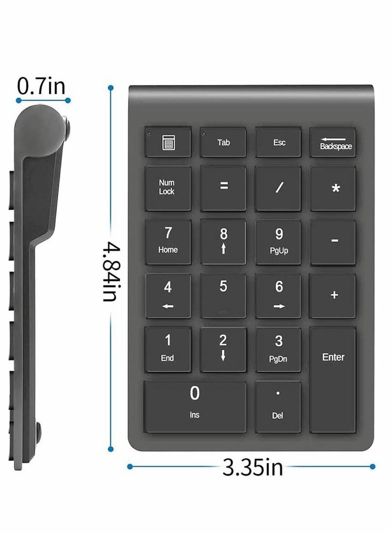22 Keys Bluetooth Wireless Number Pad Rechargeable 10Key 2.4GHz Numeric Keypad Efficiently Data Entry with Arrow for Laptop Desktop MacBook Pro Air iMac iPhone iPad - Image 3