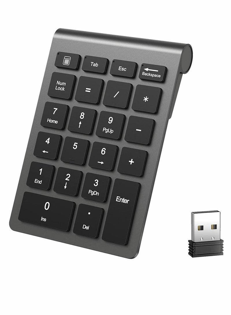 22 Keys Bluetooth Wireless Number Pad Rechargeable 10Key 2.4GHz Numeric Keypad Efficiently Data Entry with Arrow for Laptop Desktop MacBook Pro Air iMac iPhone iPad - Image 1