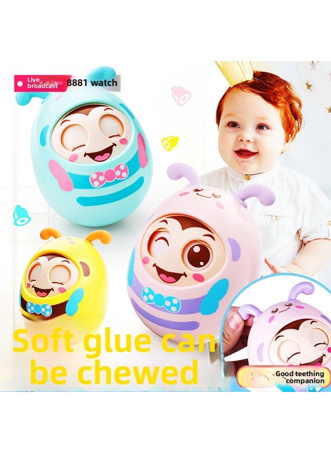 null - Tumbler Toy Baby Baby Can Bite Rattle Bell Blink 6 Months Child 1 Year Old Child Early Education Rattle-Color:Powder Tumbler + Soft Rubber Ball (super Affordable) Collection Plus Purchase And Delivery - Image 1
