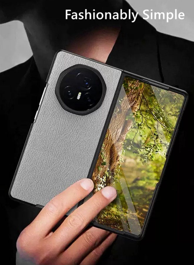 Case for Honor Magic V5, Raised Camera Lens Protection，Premium Tree Texture，Advanced Shockproof Honor Magic V5 Folding Cover，Ultra-Light Thin，Comfortable Touch，Gray - Image 4