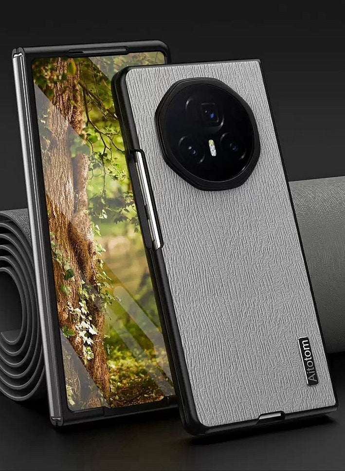 Case for Honor Magic V5, Raised Camera Lens Protection，Premium Tree Texture，Advanced Shockproof Honor Magic V5 Folding Cover，Ultra-Light Thin，Comfortable Touch，Gray - Image 5