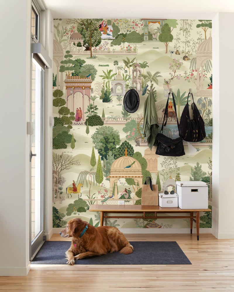 Zeeko Exotic Tropical Green Wall Murals Peel and Stick 59" W x 98" H Botanical Indian Garden Canvas Waterproof Self-Adhesive Removable Wallpaper for Hallway Large Art Wall Decor - Image 3