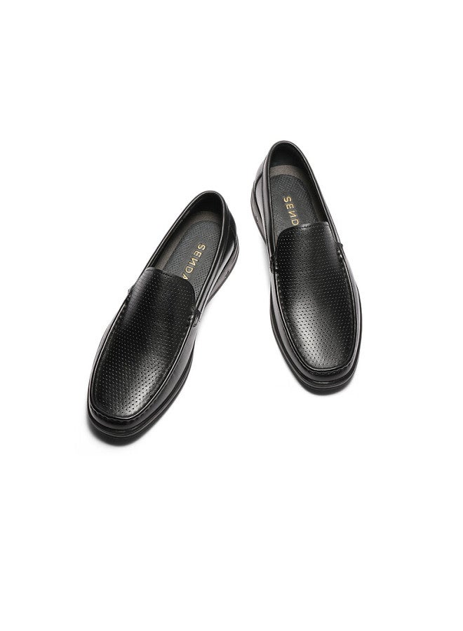 Senda a Formal Leather Shoes For Men, 2025 Summer New Perforated Business Casual Leather Shoes Jdz22bm5, Black, Size 41 - Image 4