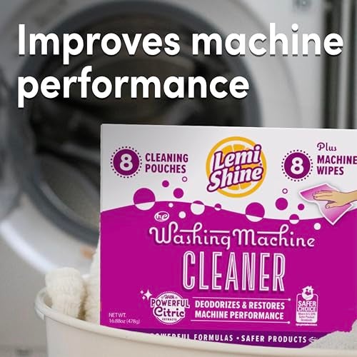 Lemi Shine Washing Machine Cleaner - Hard Water Citric Acid Cleaning Powder - Includes Machine Cleaning Wipes - 16.88 oz (8 Pack) - Image 4