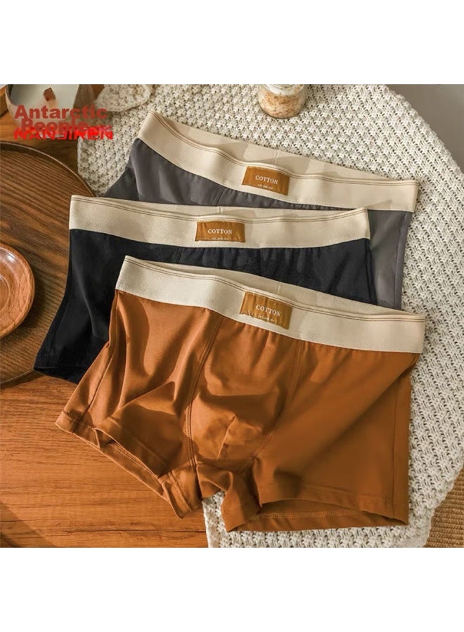 Nanjiren Nanjiren [light Luxury Series] Men's Underwear, Trendy Solid Color Cotton Boxer Briefs, Student Boxer Shorts, Underpants  - Image 1